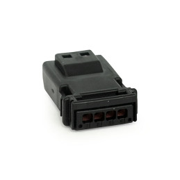 NAMZ, Deutsch MX-1900 connector. Black, receptacle, 4-pins 11-24 Softail 12-17(NU)Dyna 14-24 Touring 14-22(NU)XL 21-24 RH 21-24 
