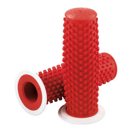 K-Tech, Kustom rubber grips. Red with white flange 74-23 H-D with 1" diameter grip area