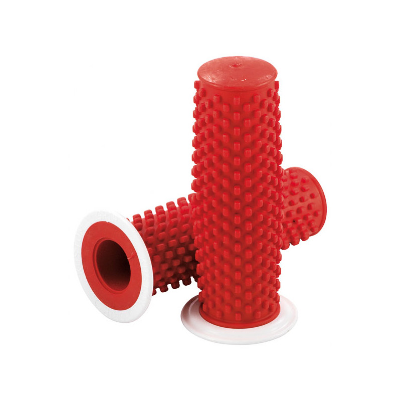 K-Tech, Kustom rubber grips. Red with white flange 74-23 H-D with 1" diameter grip area