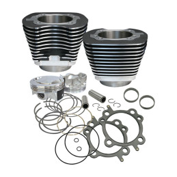 S&S, 88" to 97" big bore cylinder & piston kit. Black 99-05 88" Dyna 99-06 88" Touring 00-06 88" Softail (NU)