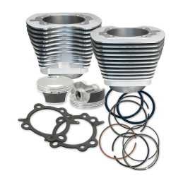 S&S, 88" to 97" big bore cylinder & piston kit. Silver 99-05 88" Dyna 99-06 88" Touring 00-06 88" Softail (NU)