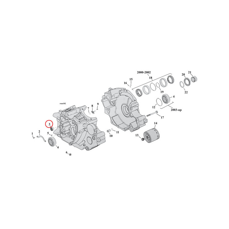 S&S, camshaft needle bearing. Inner 06-17(NU)Dyna 07-17(NU)Twin Cam Softail (excl. 110" Twin Cam as noted) 18-23 M8 Softail  07-