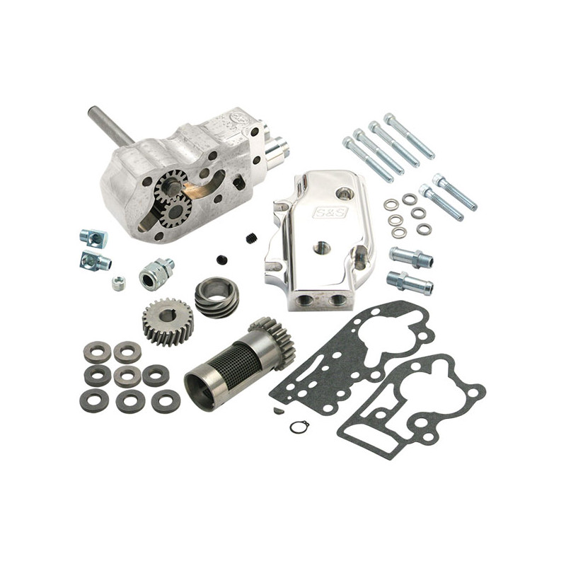S&S, oil pump kit with gears. 92-99 style 92-99 Evo B.T. with pre-90 style multiple-parts flywheels only (NU)