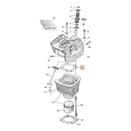 James, cylinder head gasket .045" graphite 84-99 B.T.(excl. Twin Cam) 88-22 XL1200 (excl. 08-12 XR1200) (NU)