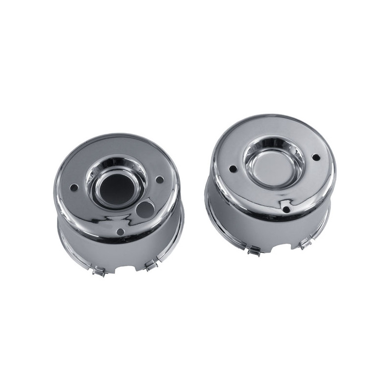 Speedometer & tachometer cup set. Chrome 83-90 XL FX FXR. With dual instruments (NU)