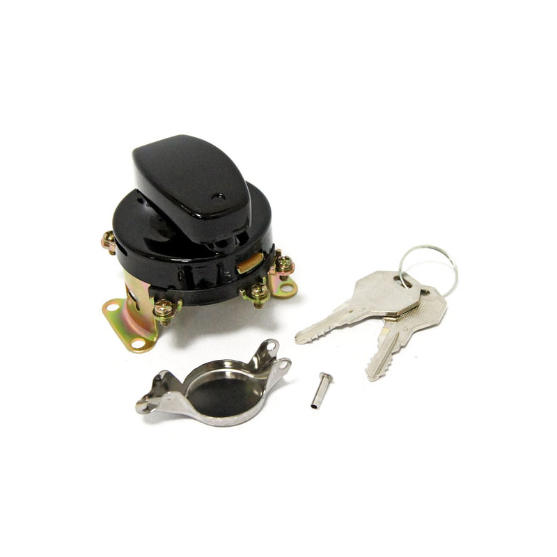 FL style ignition switch. 6-pole, flat key, black 73-95 FL FX FXWG models with dual fuel tank mounted ignition switch (NU)