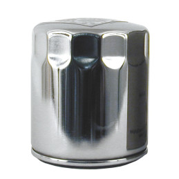 Champion, spin-on oil filter. Chrome 84-98 Softail 80-98 FLT 82-94 FXR L84-22 XL 08-12 XR1200 97-02 Buell (NU)