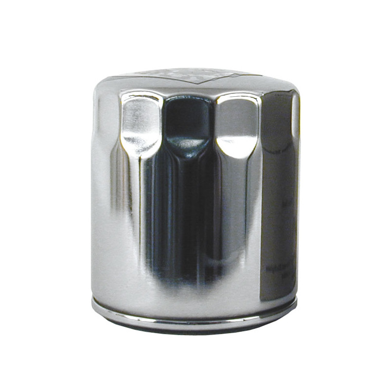 Filtr oleju Champion, nakręcany. Chrom 84-98 Softail 80-98 FLT 82-94 FXR L84-22 XL 08-12 XR1200 97-02 Buell (tylko dla modelu i 