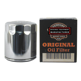 Filtr oleju Champion, nakręcany. Chrom 84-98 Softail 80-98 FLT 82-94 FXR L84-22 XL 08-12 XR1200 97-02 Buell (tylko dla modelu i 
