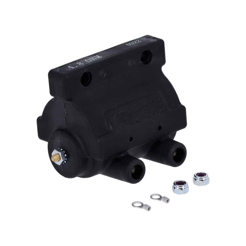 Andrews, high performance coil black, 12V / 4.8 Ohm 65-E78 B.T. with points ignition L78-79 B.T. with OEM V-Fire I/II half elect