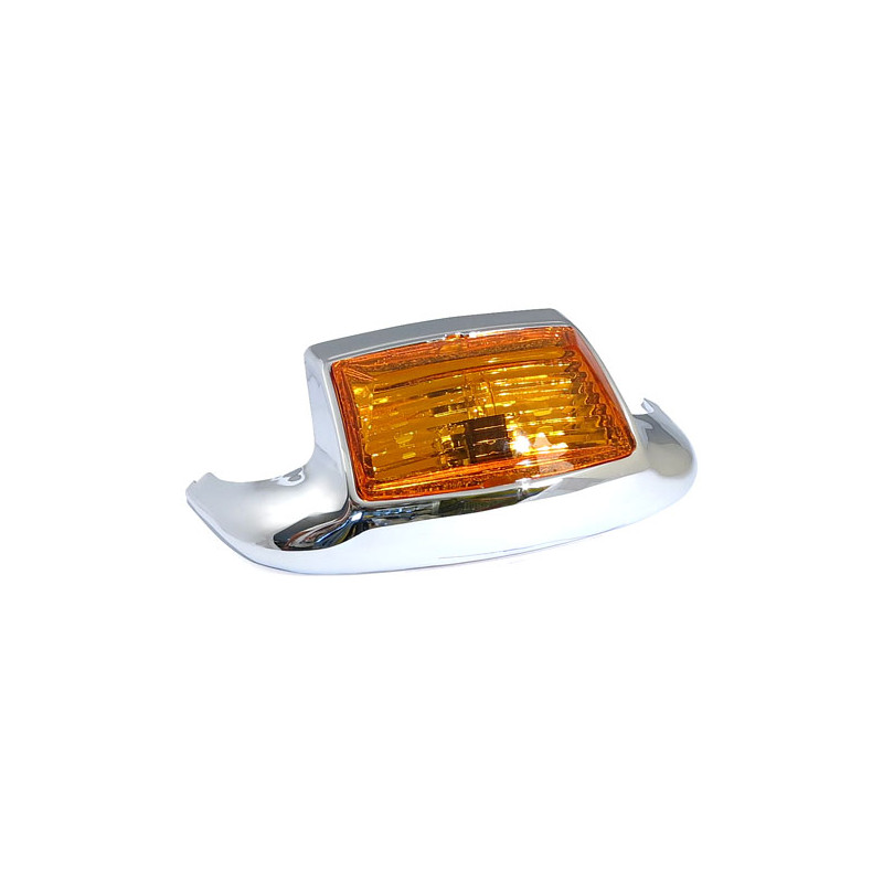 FRONT FENDER TIP W\LIGHT. AMBER LENS MOST 80-99 FLFLTFLSTC MODELS AND SOME CUSTOM APPLICATIONS